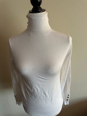 Zara White Cowl Neck Long Sleeve Sweater